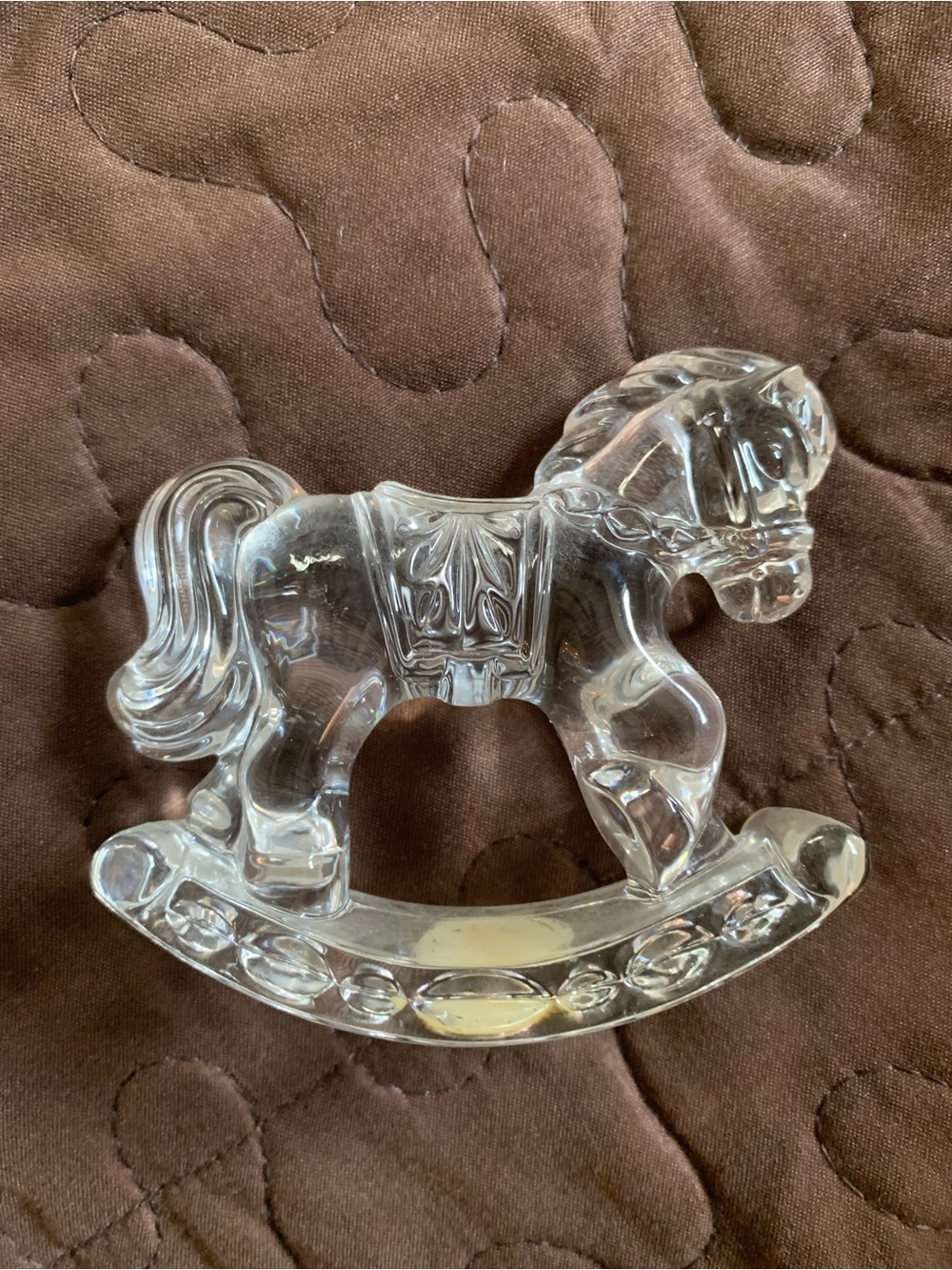 Princess Lead Crystal Glass Rocking Horse Figurine - Home Art Decor